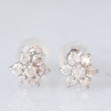 Orecchini a margherita in oro bianco 14K con diamanti di taglio brillante (0.30ctw), anni ‘80/‘90