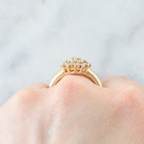 Anello a fiore e a fascia in oro giallo 14K con diamanti di taglio brillante (0.70ctw ca.), anni ‘70