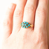 Anello vintage in oro giallo 8K con turchesi, anni ‘50