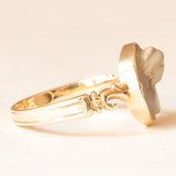 Anello vintage in oro giallo 9K con cammeo su lava, anni ‘40