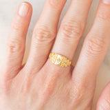 Anello antico in oro giallo 14K con diamanti di taglio rosetta (0.08ctw ca.), anni ‘10