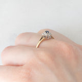 Anello a margherita vintage in oro giallo 9K con zaffiro (0.10ct ca.) e diamanti (0.08ctw ca.), anno 1987