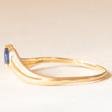 Anello vintage in oro giallo e bianco 18K con zaffiro, anni ‘60