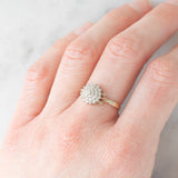 Anello a fiore vintage in oro giallo 9K con diamanti (0.18ctw ca.), anni ‘80