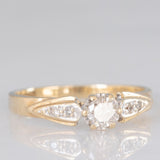 Solitario vintage in oro giallo 9K con diamanti (centrale di taglio brillante e di 0.20ct ca.)