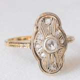 Anello antico in oro giallo 18K e argento con diamanti di taglio rosetta, primi del ‘900