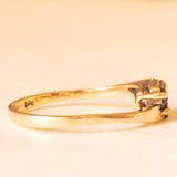 Anello contrarier vintage in oro giallo 9K con granati di taglio rettangolare (0.30ctw ca.), anno 1981