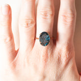 Anello da cocktail vintage in oro giallo 9K con spinello sintetico (5.80ct ca.), anno 1995
