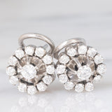 Orecchini a margherita vintage in oro bianco 18K con diamanti di taglio brillante (1ctw ca.), anni ‘60/‘70