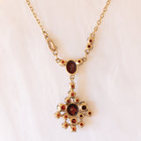 Collier vintage in oro giallo 8K con granati, anni ‘50/‘60