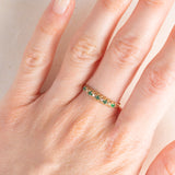 Veretta vintage in oro giallo 9K con smeraldi (0.15ct ca.) e diamanti (0.04ctw ca.), anno 1987