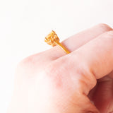 Anello vintage in oro giallo 9K con quarzi citrini (1ctw ca.), anno 2001