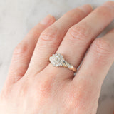 Anello a fiore vintage in oro giallo 9K con diamanti (0.25ctw ca.), anni ‘80