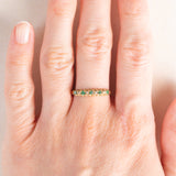 Veretta vintage in oro giallo 9K con smeraldi (0.15ct ca.) e diamanti (0.04ctw ca.), anno 1987