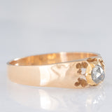 Solitario antico a fascia in oro giallo 14K con diamante di taglio rosetta (0.25ct ca.), primi del ‘900