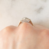 Anello vintage in oro giallo 9K con zaffiri (0.14ctw ca.) e diamanti (0.16ctw ca.), anno 1987