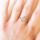 Anello vintage francese in oro giallo 18K con topazio azzurro trattato (2.70ct ca.), anni ‘50/‘60