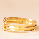 Anello vintage in oro giallo 18K con rubini sintetici (0.30ctw ca.), anni ‘60