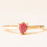 Anello vintage in oro giallo 10K con spinello rosa sintetico (0.30ct ca.) e diamanti