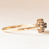 Anello a fiore vintage in oro giallo 9K con zaffiri (0.45ctw ca.), anno ‘1982