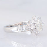 Anello a fiore vintage in platino con diamanti (1.33ctw), anni ‘90