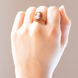 Anello vintage con cammeo su agata in oro 18K, anni '60