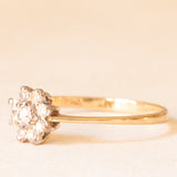 Anello a margherita vintage in oro giallo 9K con diamanti (0.12ctw ca.), anno 1984