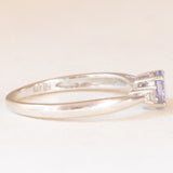 Trilogy vintage in oro bianco 9K con tanzanite (0.35ct ca.) e diamanti (0.03ctw ca.), anni ‘90