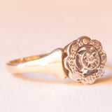 Anello a margherita vintage in oro giallo e bianco 9K con diamanti (0.05ctw ca.), anno 1987