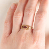 Anello vintage in oro giallo 9K con granato (0.40ct ca.), anno 1993