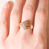Anello vintage in oro giallo e bianco 14K con diamanti di taglio brillante (1ctw ca.), anni ‘70