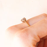 Anello vintage in oro giallo 9K con zaffiri (0.22ctw ca.) e diamanti (0.16ctw ca.), anno 1989