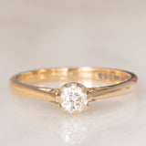 Solitario vintage in oro giallo 9K con diamante di taglio brillante (0.20ct ca.), anni ‘80/‘90