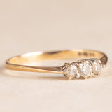 Trilogy vintage in oro giallo 9K con diamanti di taglio brillante (0.12ctw ca.), anno 1981
