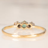 Trilogy vintage in oro giallo 9K con smeraldo e diamanti, anno 1981