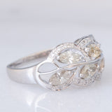 Anello “pianta con foglie” in platino con diamanti (1.50ctw), anni ‘90/anni ‘2000