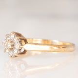 Anello a fiore vintage in oro giallo 9K con diamanti di taglio brillante (0.20ctw ca.), anno 1988
