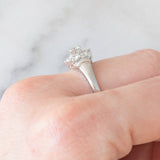 Anello a fiore vintage in platino con diamanti (0.76ctw), anni ‘80