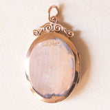 Ciondolo portafoto antico con lamina in oro giallo 9K su metallo e con diamante, anni ‘10/‘20