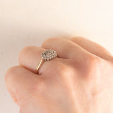 Anello vintage in oro giallo e bianco 9K con diamanti (0.14ctw ca.), anni ‘70/‘80