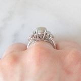 Anello vintage in platino con opale (1.49ct) e diamanti (0.48ctw), anni ‘80/‘90
