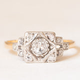 Anello Art Déco in oro giallo 14K e argento con diamanti (0.24ctw ca.), anni ‘20/‘30