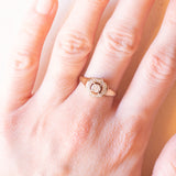 Anello a margherita vintage in oro giallo e bianco 9K con diamanti (0.05ctw ca.), anno 1987