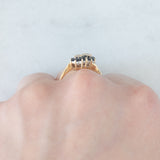 Toi et Moi con fiori in oro giallo 9K con zaffiri (0.40ctw ca.) e diamanti (0.02ctw ca.), anno 1997