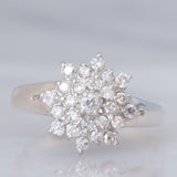 Anello a fiocco di neve in platino con diamanti di taglio brillante (0.50ctw), anni ‘70/‘80