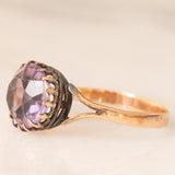 Solitario antico in oro giallo 9K con ametista (2.20ct ca.), primi del ‘900