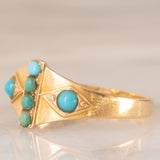 Anello antico in oro giallo 18K con turchesi, anno 1941