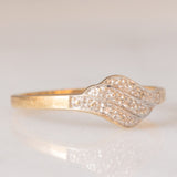 Anello vintage in oro giallo e bianco 9K con diamanti