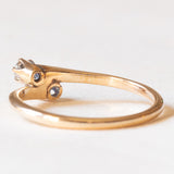 Anello Toi et Moi vintage in oro giallo 14K con diamanti di taglio vecchia Europa (0.20ctw ca.), anni ‘60/‘70