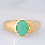 Anello a fascia vintage in oro giallo 9K con crisoprasio, anni ‘80